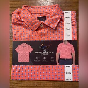 Greg Norman Performance Polo Men's Small Coral Shirt